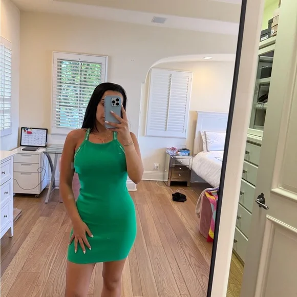 T by Alexander Wang | Dresses | T By Alexander Wang Green Halter Bodycon  Mini Dress | Poshmark